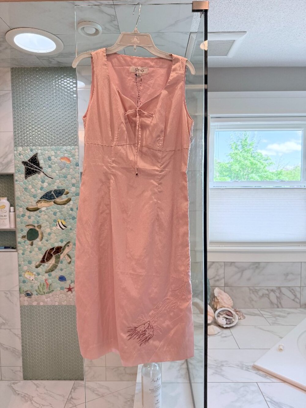 Girls Pink Silk Embroidered Dress